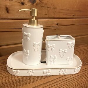 White Bow Bathroom Accessory Set by Rachel Zoe